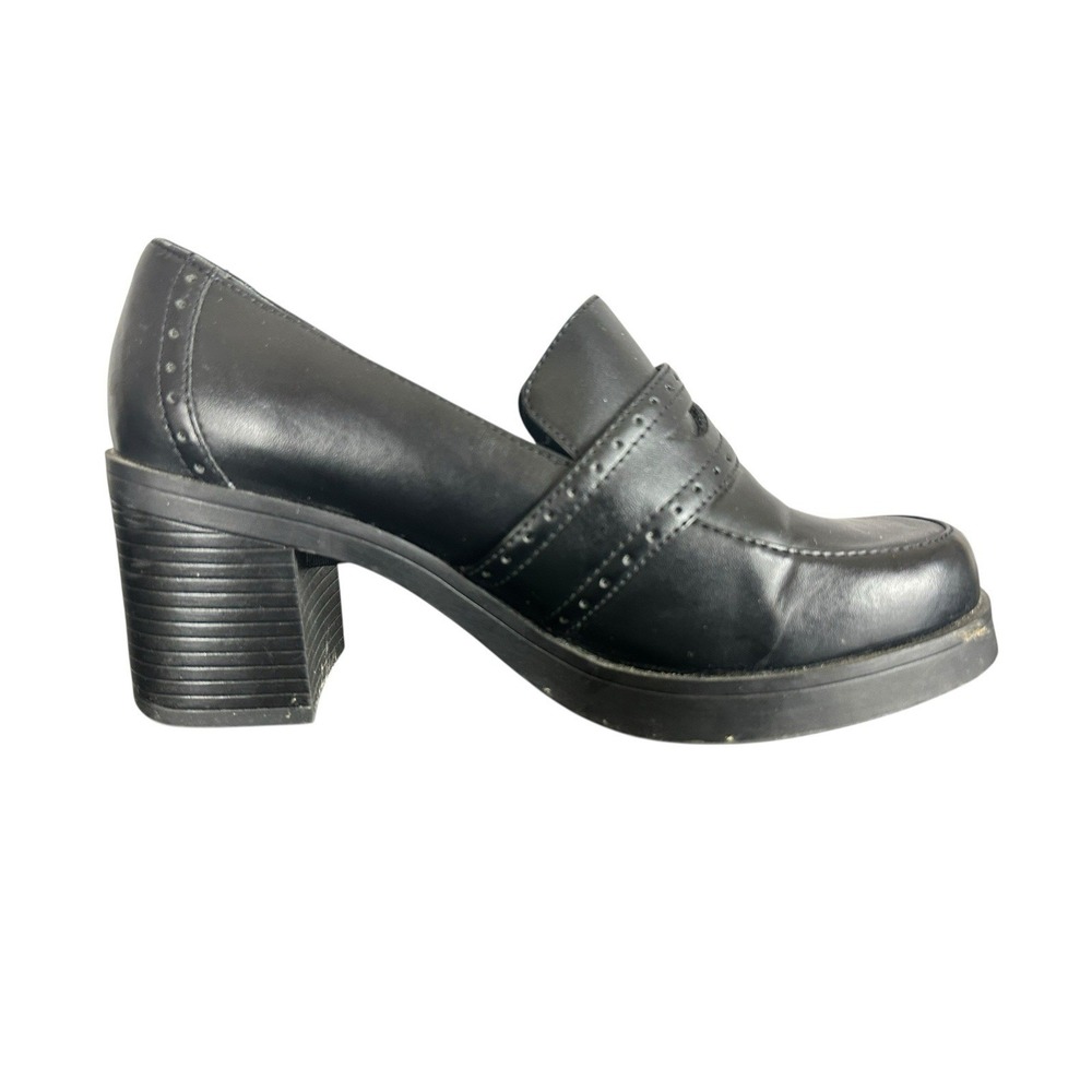 Mudd Wesley Chunky Heel Loafers Womens 8M Black Platform Shoes Y2K